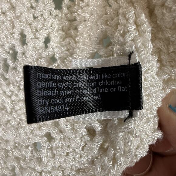 VTG 2005 Y2K The Limited White Crochet Tie Front Cardigan MEDIUM Cream Whimsy - Picture 13 of 13